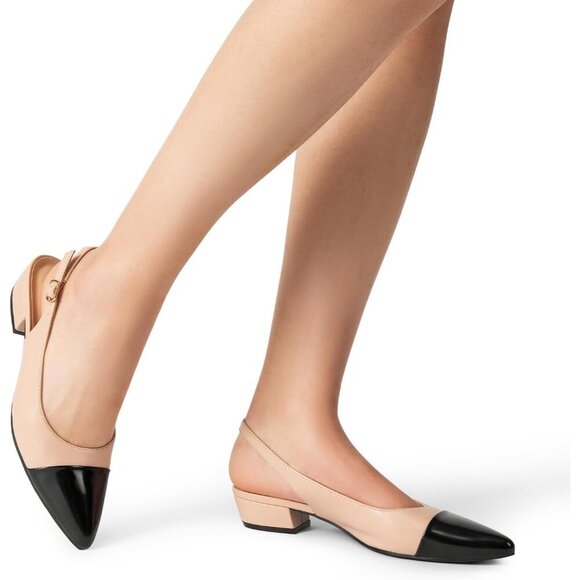 🆕Women Sling back Heels Pointed Closed Toe Low Block Pumps for Party Wedding - - Picture 6 of 7